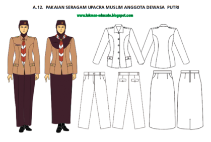 pakaian seragam pramuka muslim upacara anggota dewasa pi
